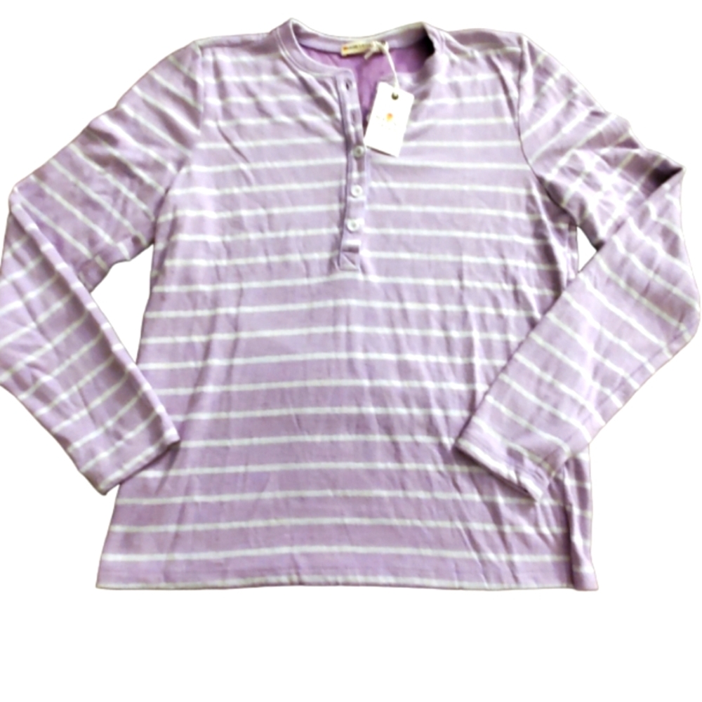 Marine Layer Lilac White Striped long sleeve top M NWT